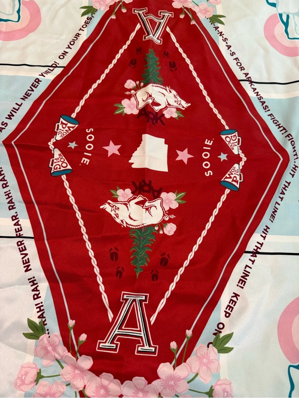 Saturday Silks  Razorbacks Red & White Team Scarf